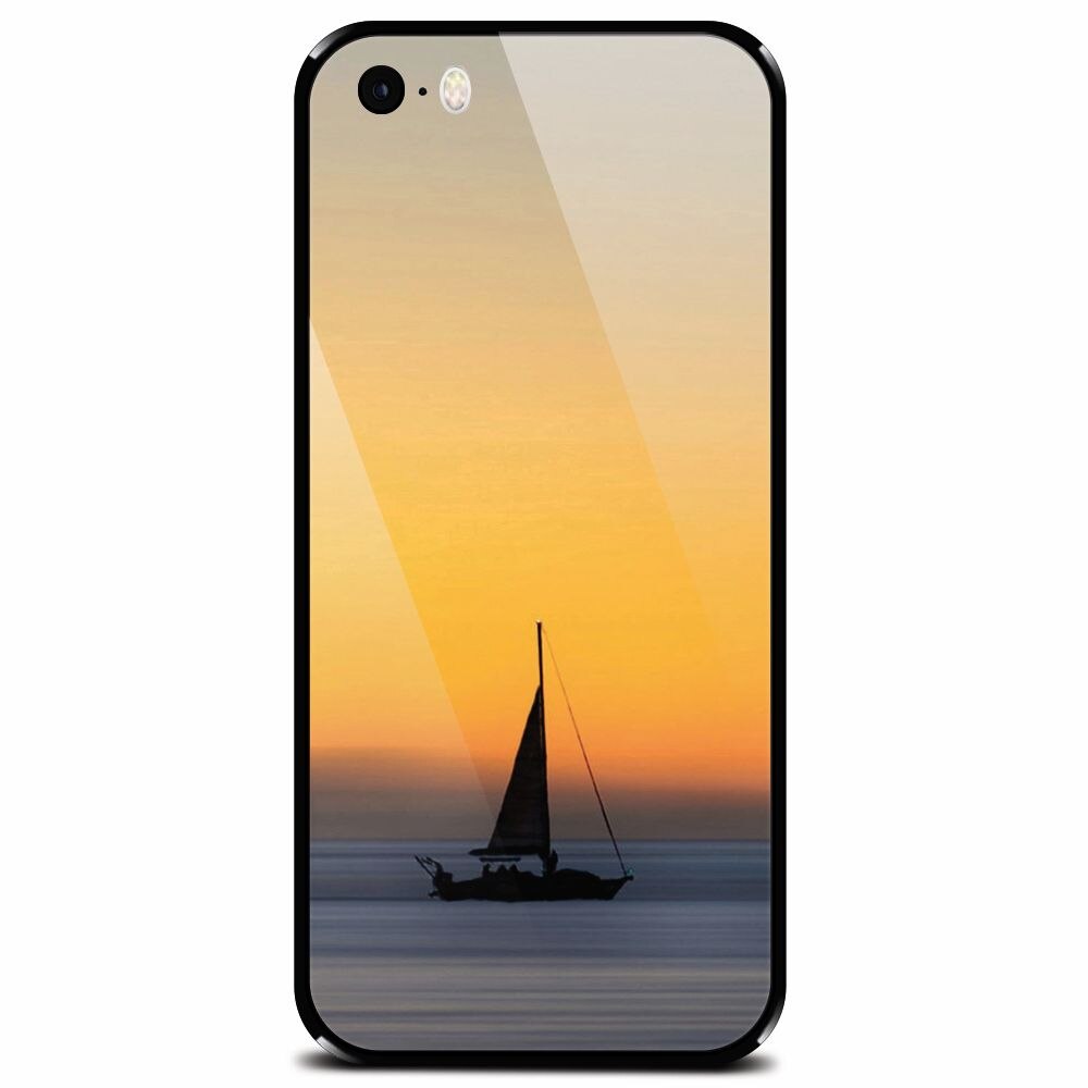 Husa din sticla securizata pentru Apple iPhone 5, Wind Sail Boat Ocean Sunset