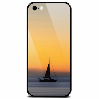 Husa din sticla securizata pentru Apple iPhone 5, Wind Sail Boat Ocean Sunset Husa din sticla securizata pentru Apple iPhone 5, Wind Sail Boat Ocean Sunset