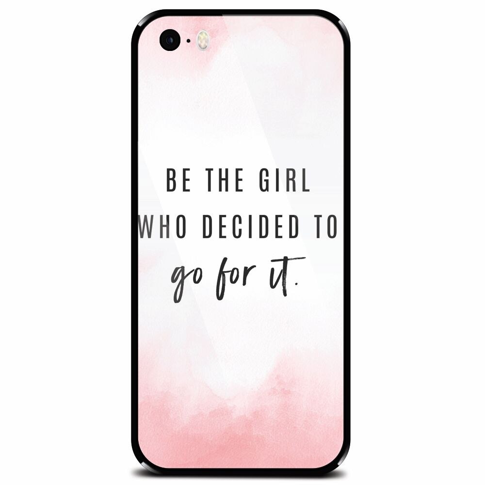 Husa din sticla securizata pentru Apple iPhone 5, Quotes Pink