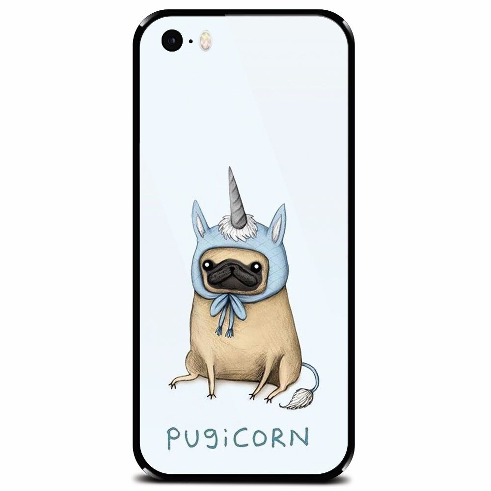 Husa din sticla securizata pentru Apple iPhone 5, Pugicorn