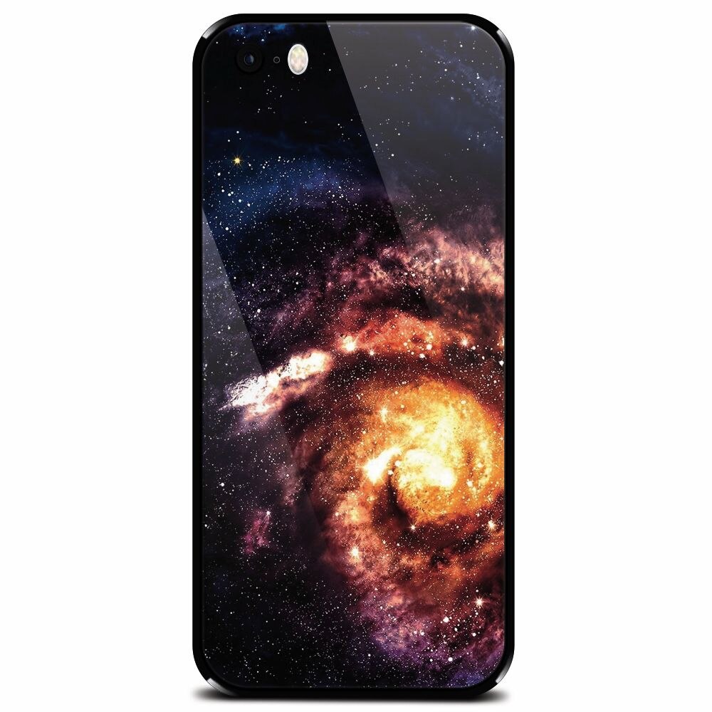 Husa din sticla securizata pentru Apple iPhone 5, Spiral Galaxy Illustration