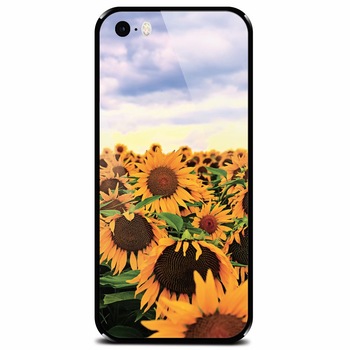 Husa din sticla securizata pentru Apple iPhone 5, Sunflowers Husa din sticla securizata pentru Apple iPhone 5, Sunflowers