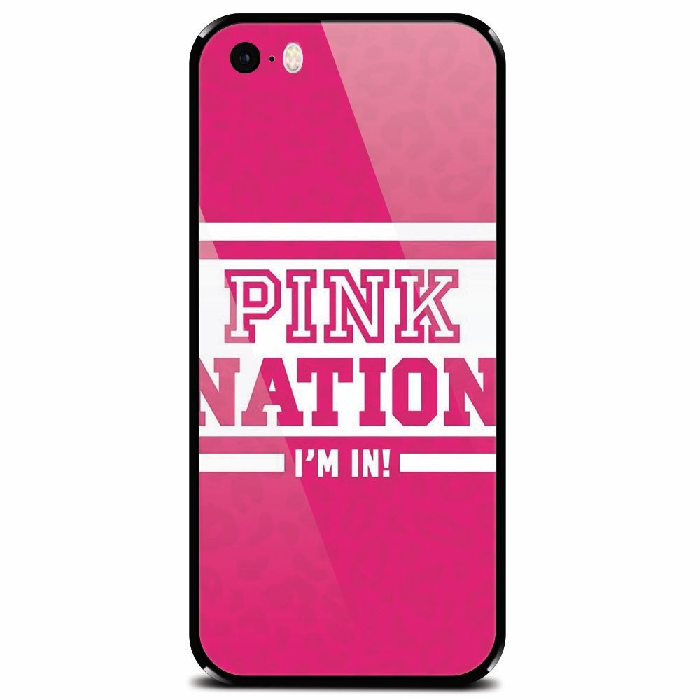 Husa din sticla securizata pentru Apple iPhone 5, Pink Nation