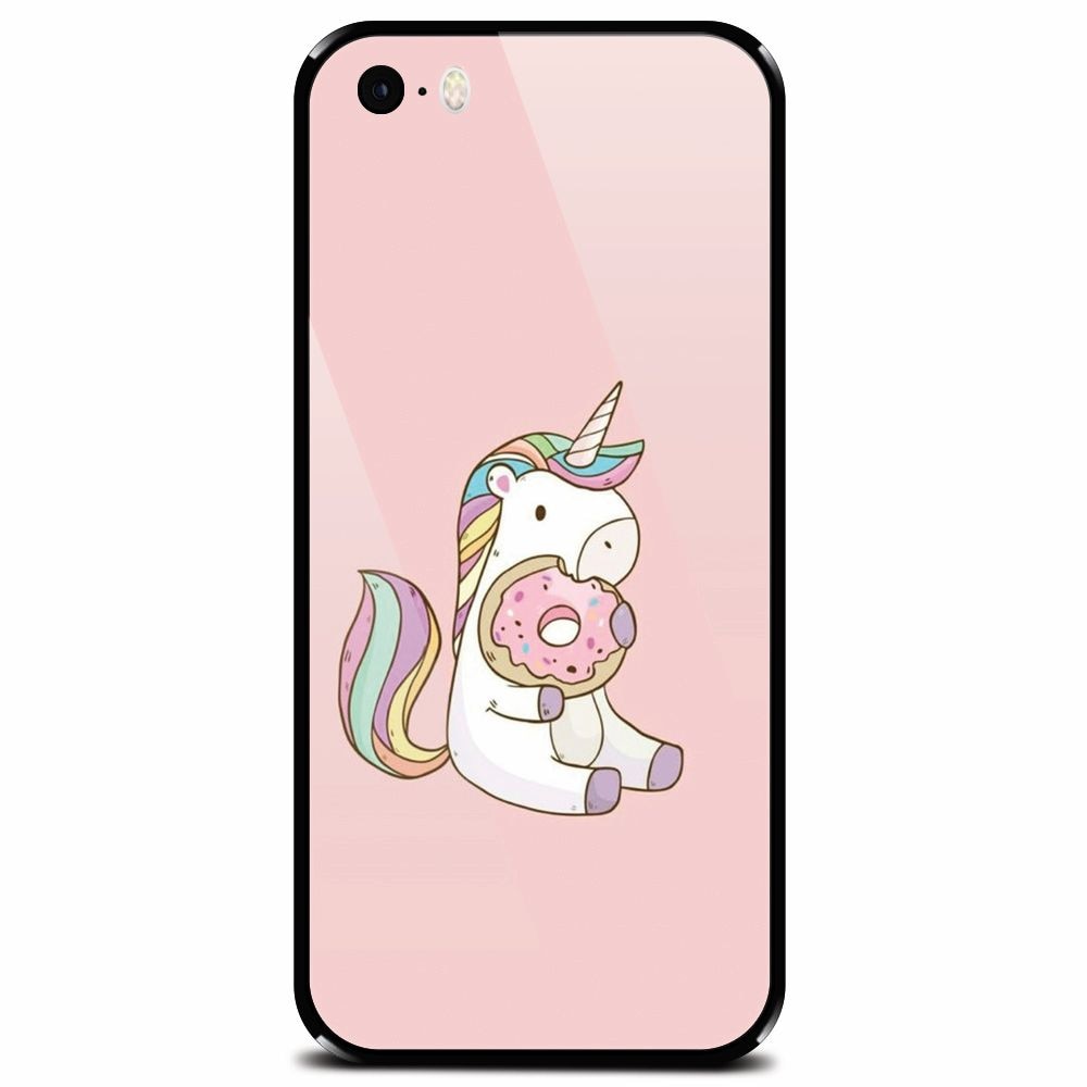 Husa din sticla securizata pentru Apple iPhone 5, Unicorn Donuts