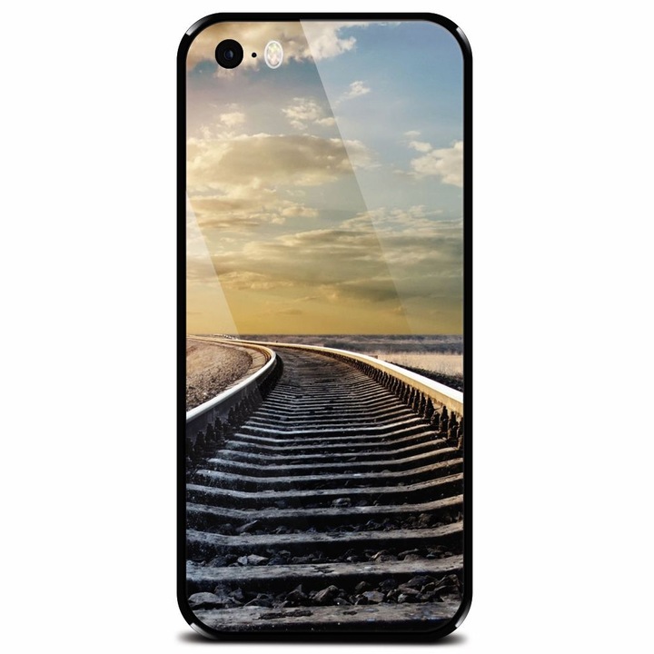 Edzett üvegtok Apple iPhone 5, Railroad Horizon telefonhoz