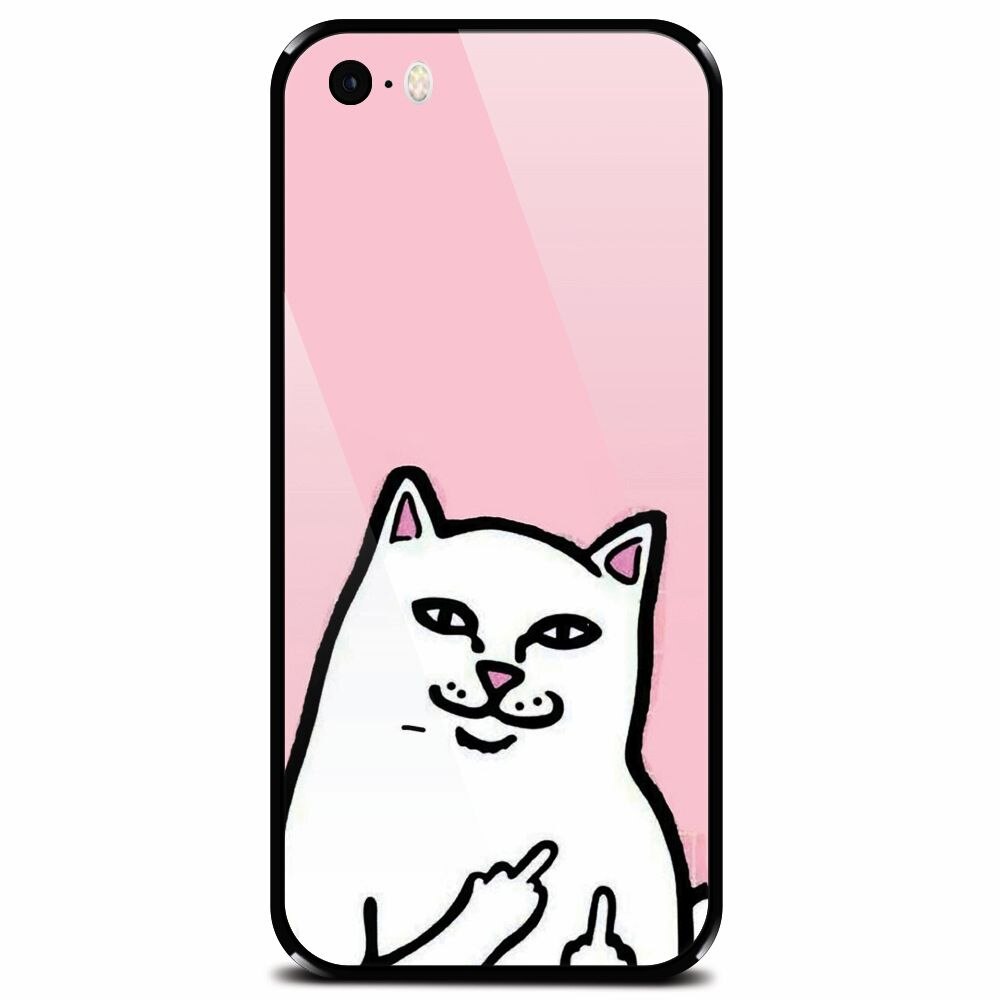 Husa din sticla securizata pentru Apple iPhone 5, White Cat