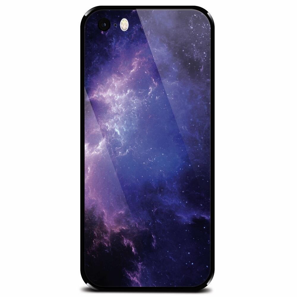Husa din sticla securizata pentru Apple iPhone 5, Purple Space Nebula