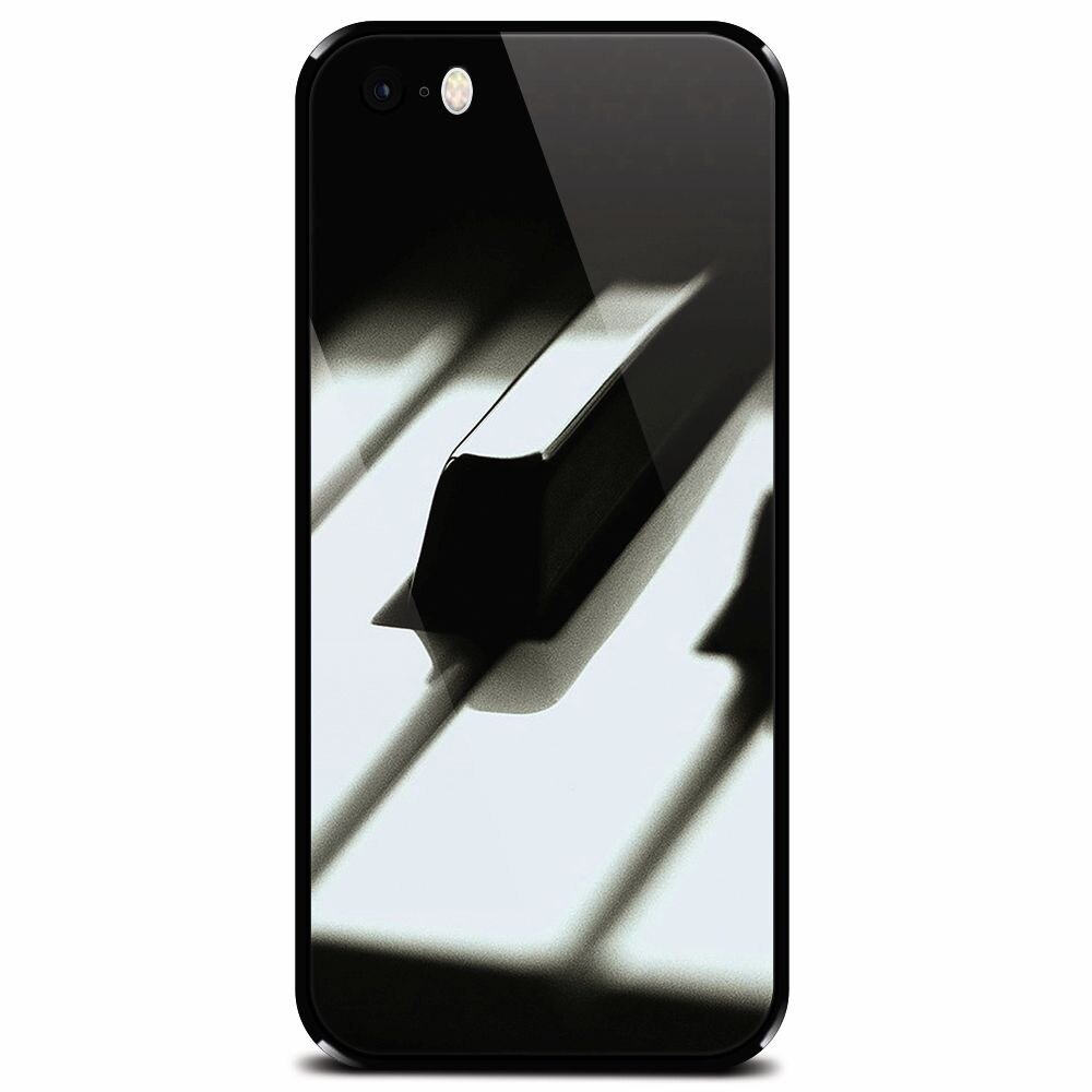 Husa din sticla securizata pentru Apple iPhone 5, Piano Key Close Up Macro