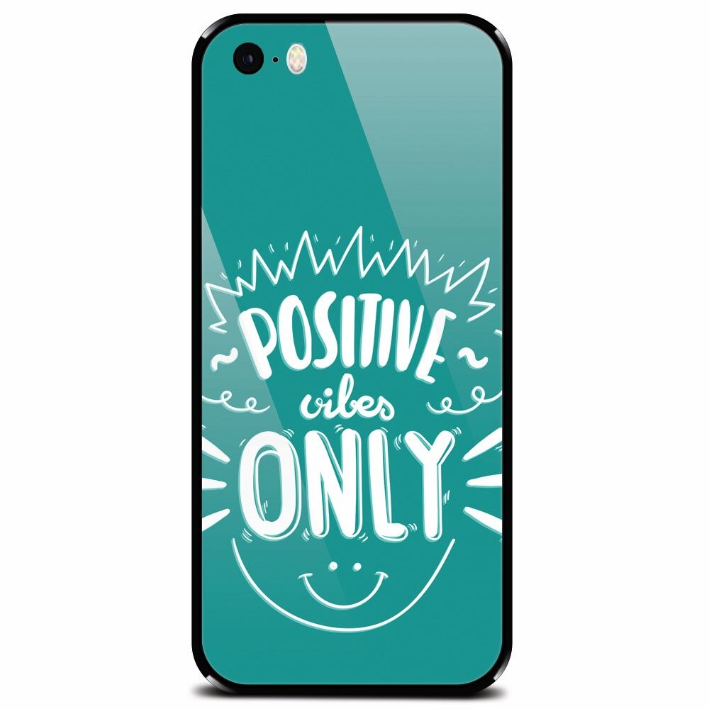 Husa din sticla securizata pentru Apple iPhone 5, Positive Vibes