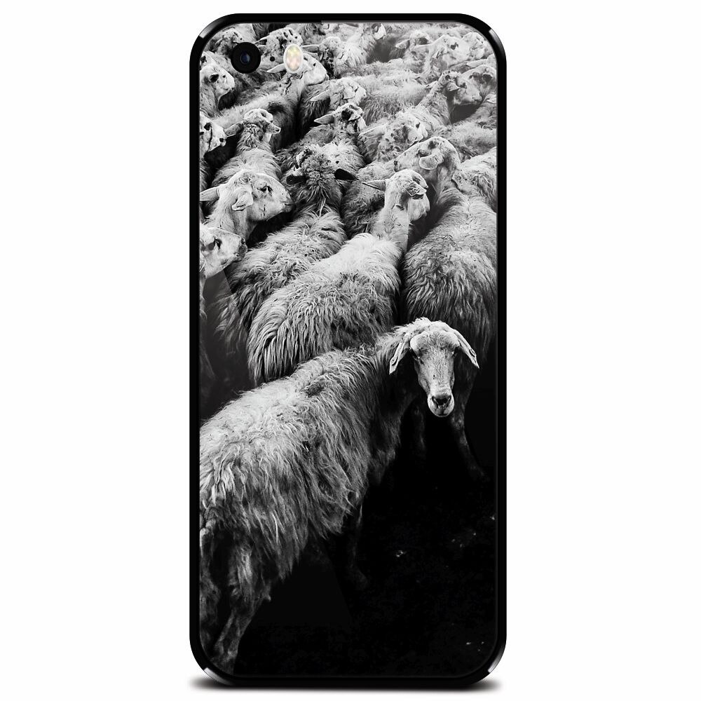 Husa din sticla securizata pentru Apple iPhone 5, Sheep