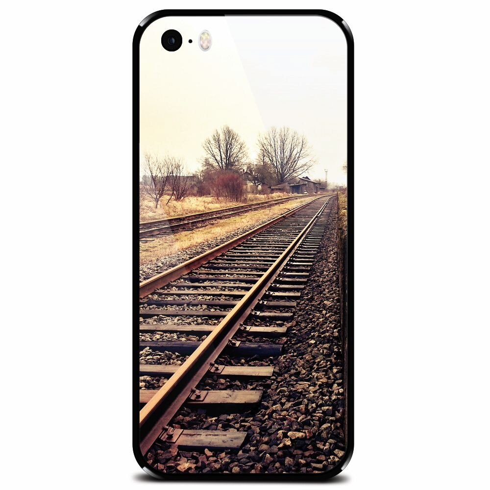 Husa din sticla securizata pentru Apple iPhone 5, Railroad