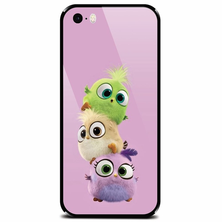 Védett üvegtok Apple iPhone 5, Baby Birds telefonhoz