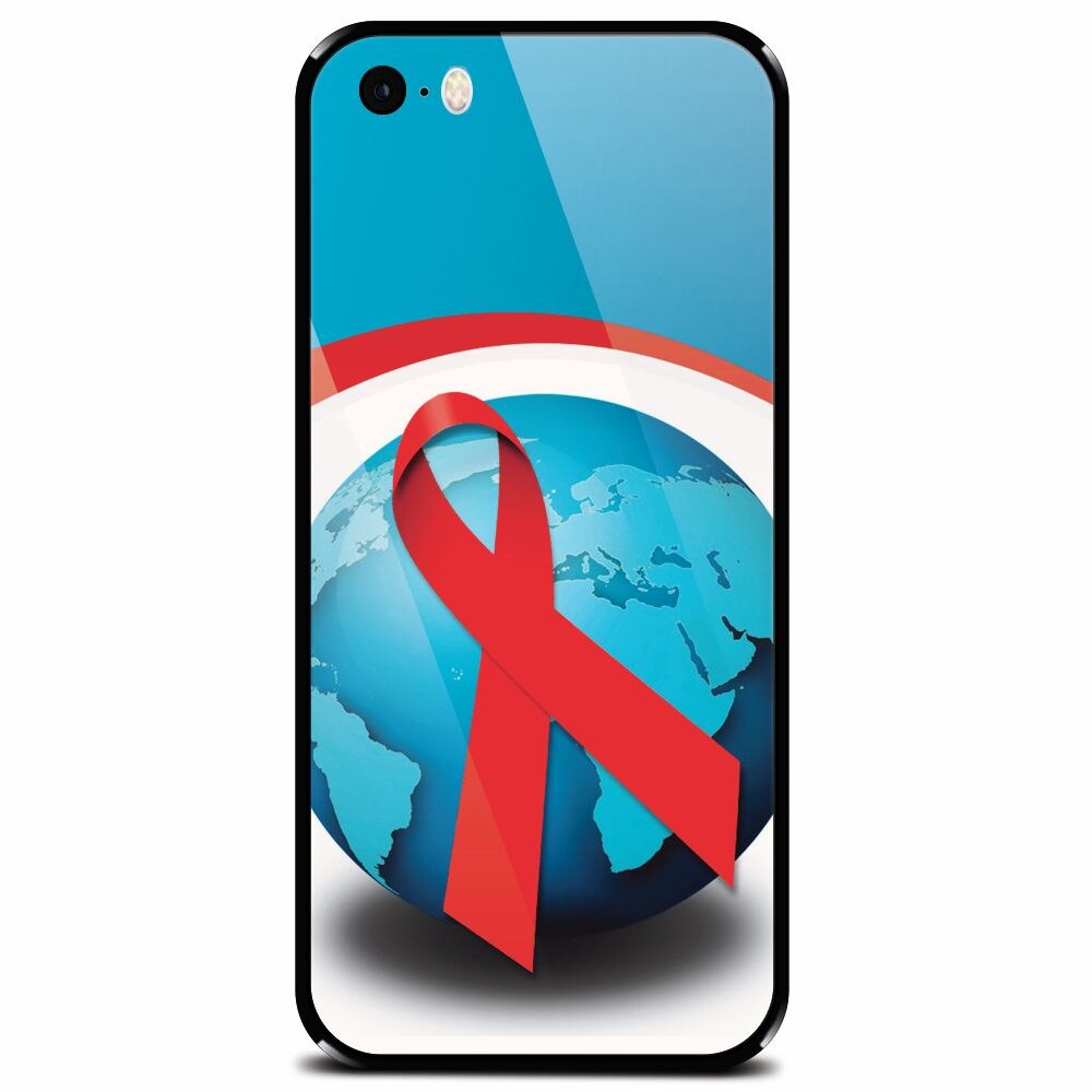 Husa din sticla securizata pentru Apple iPhone 5, World Aids Day