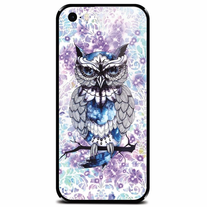 Edzett üvegtok Apple iPhone 5-höz, Absztrakt Bagoly