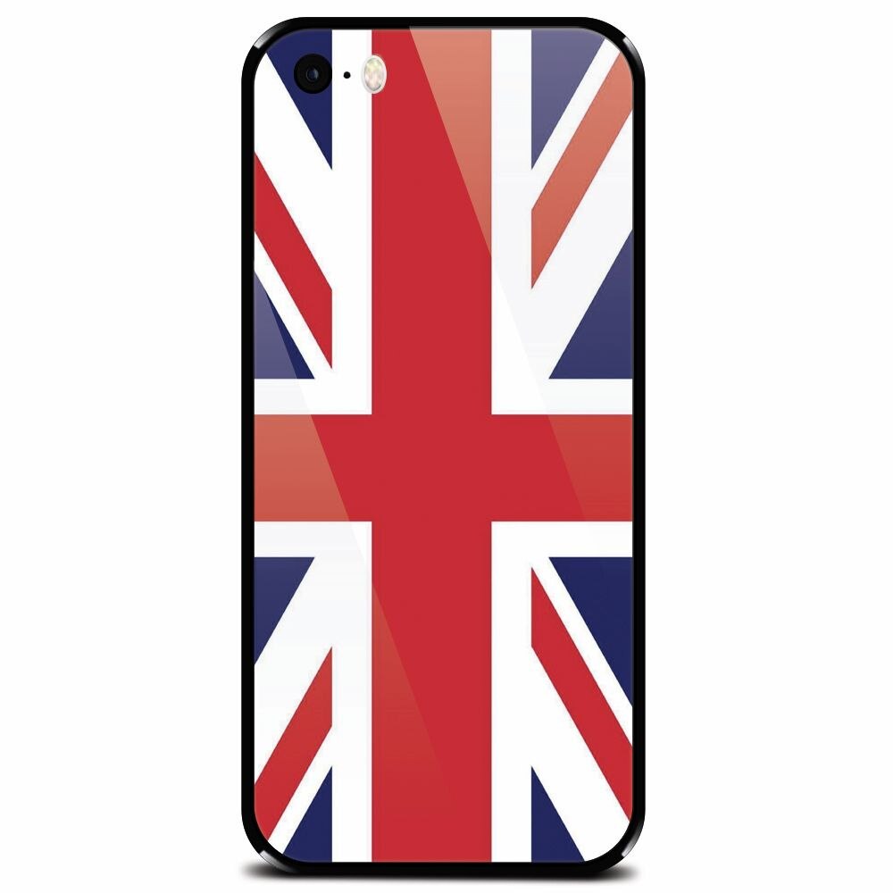 Husa din sticla securizata pentru Apple iPhone 5, UK Flag Illustration
