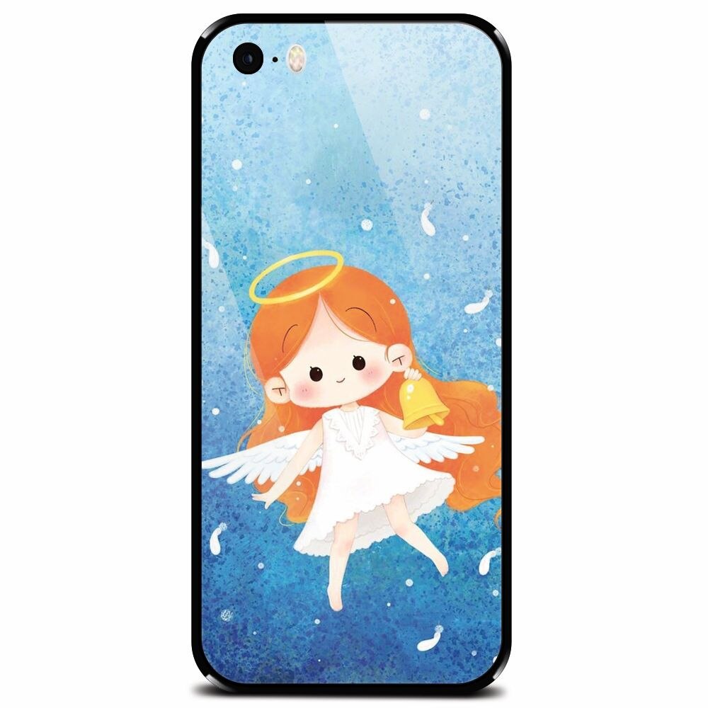 Husa din sticla securizata pentru Apple iPhone 5, Cute Angel