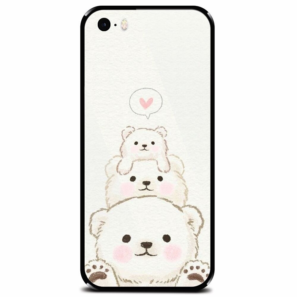 Husa din sticla securizata pentru Apple iPhone 5, Bear Family