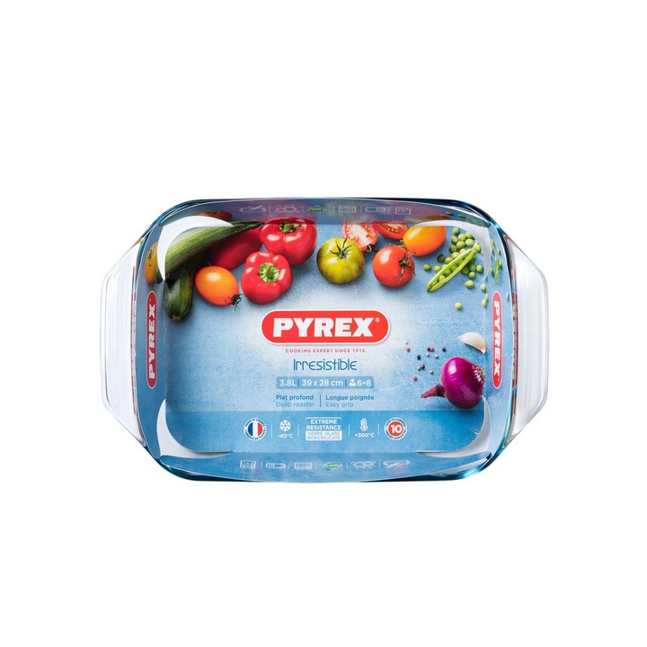 Vas Rectangular Sticla Termorezistenta 3.8 L, Pyrex