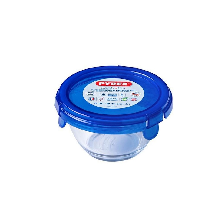 Hőálló üvegtál fedéllel 0,2L Pyrex