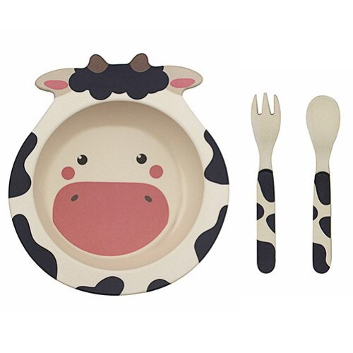 Set mic dejun din fibre de bambus, 3 piese, vacuta