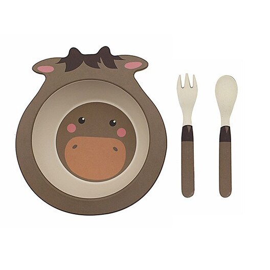 Set mic dejun din fibre de bambus, 3 piese, model ponei