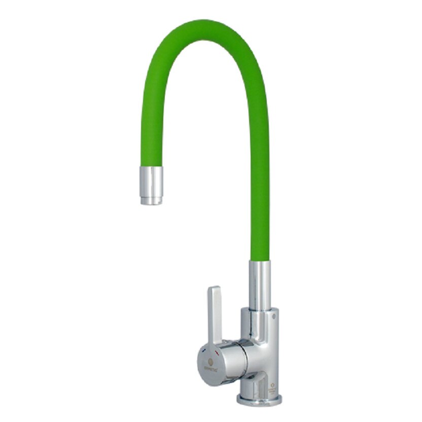 Baterie Ermetiq bucatarie /baie pipa flexibila cu invelis imbracat in silicon Verde