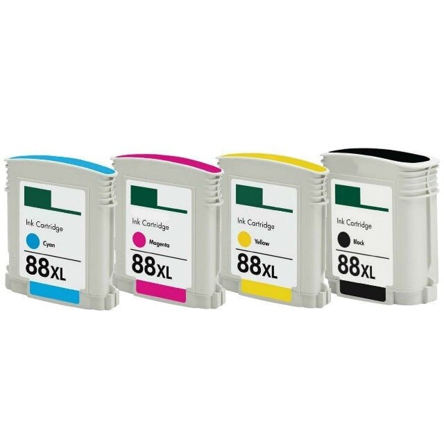 Set de 4 cartuse cerneala compatibile cu HP 88XL C9396AE C9391AE C9392AE C9393AE, Black/Cyan/Magenta/Yellow, 7.070 pagini