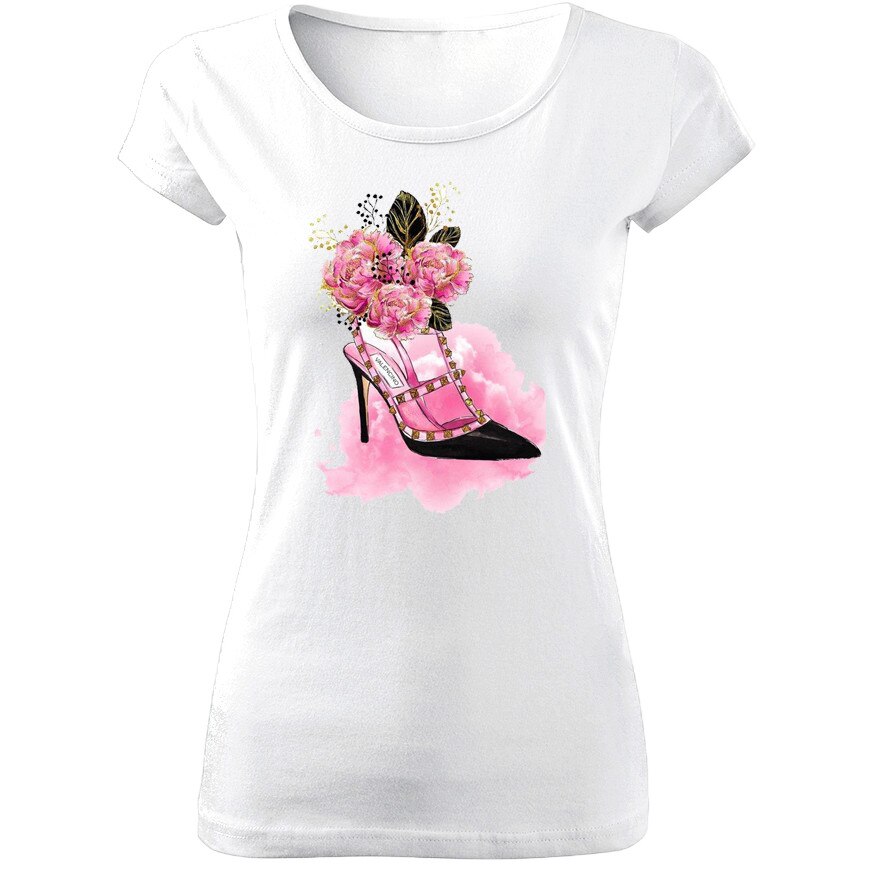 Tricou de dama ALB High Heels COD TD015,Marime:XL