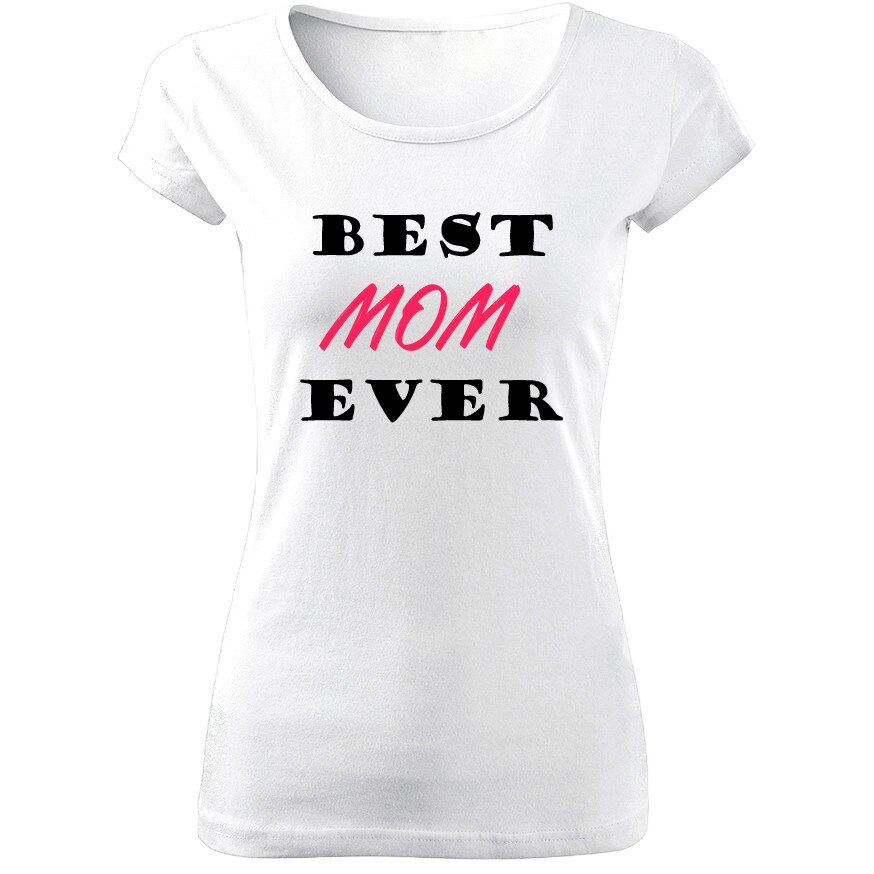 Tricou de dama ALB Best mom Ever COD TD005,Marime:XL