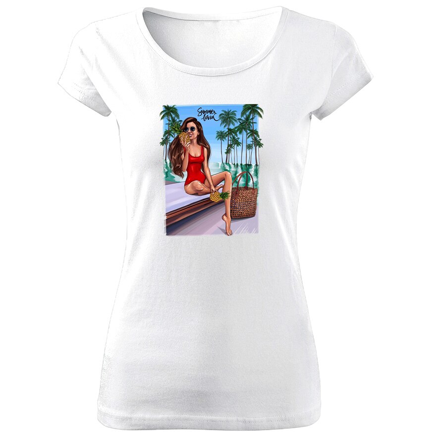 Tricou de dama ALB Summer Lover COD TD046,Marime:XL