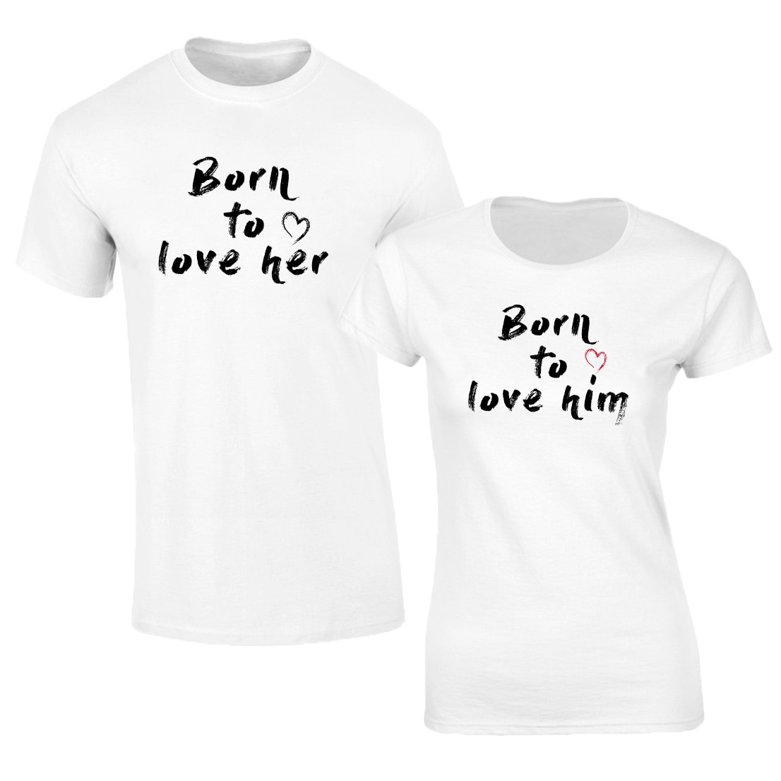 Set de tricouri albe Born to love him/her COD SA610,Marime:XL
