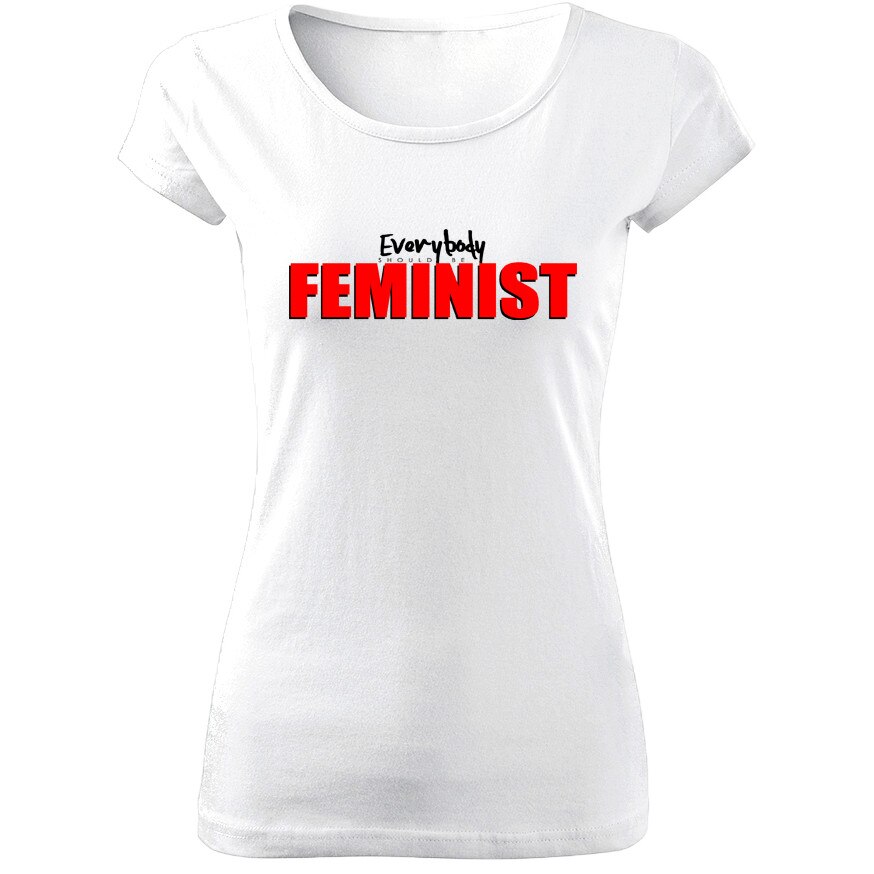 Tricou de dama ALB Feminist COD TD018,Marime:XL