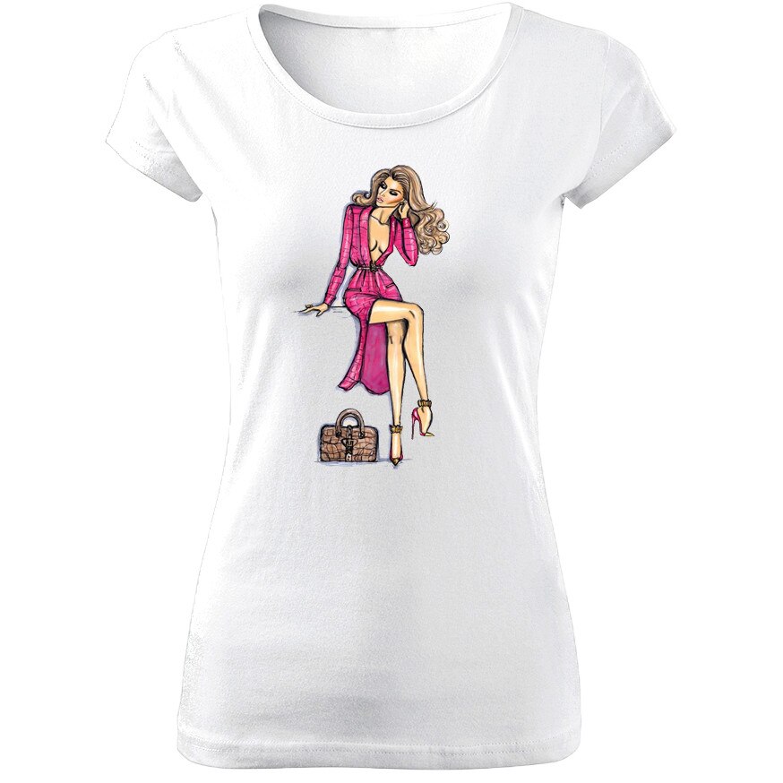 Tricou de dama ALB Pink Fashion COD TD024,Marime:XL