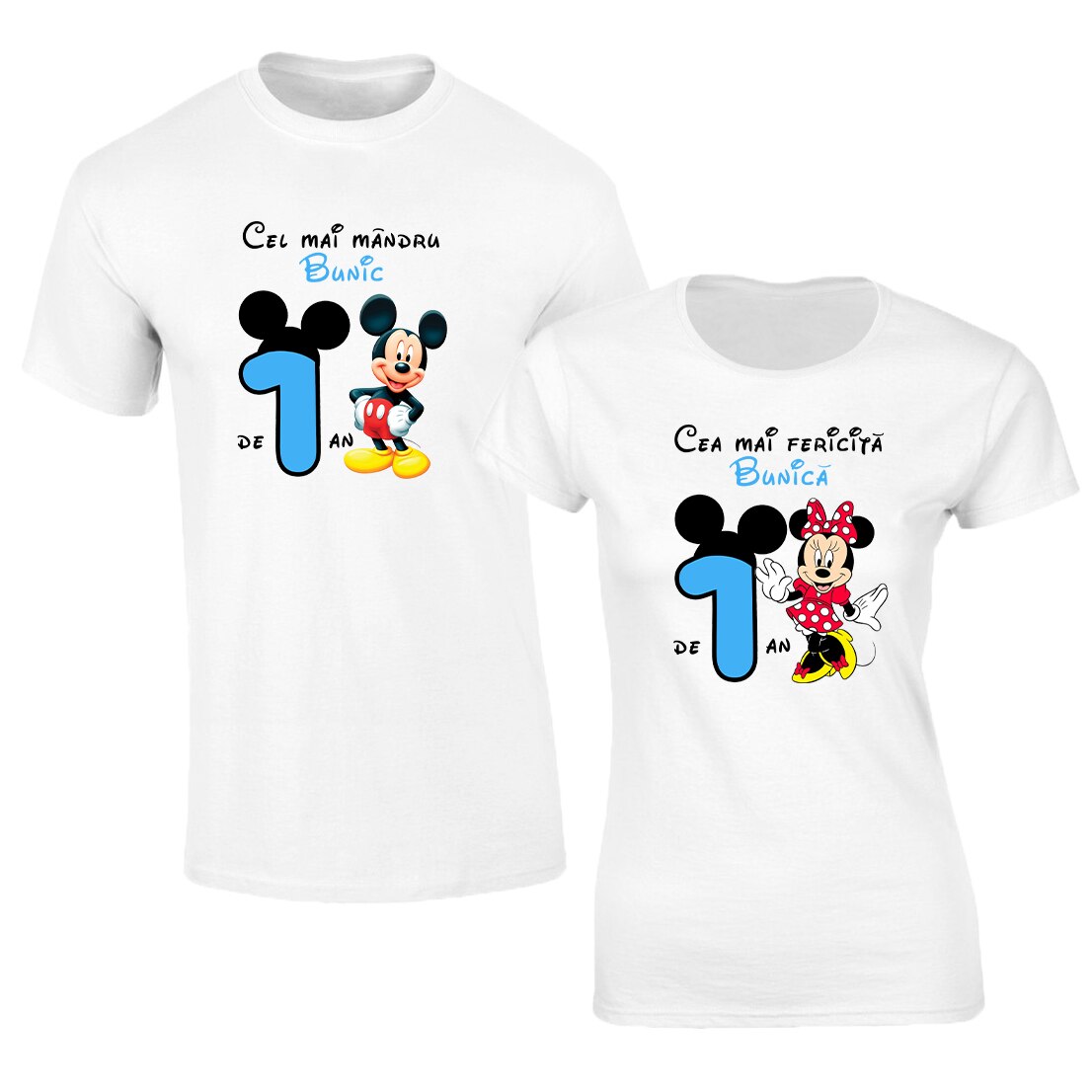 Set de tricouri albe pentru Bunici fericiti de baiat S124,Marime:XL