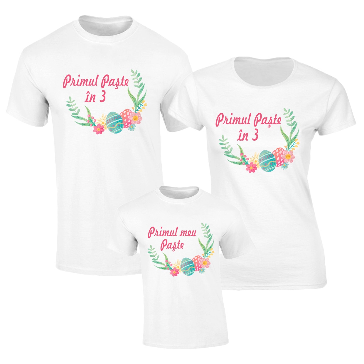 Set de tricouri albe pentru Primul Paste S133,Marime:XL