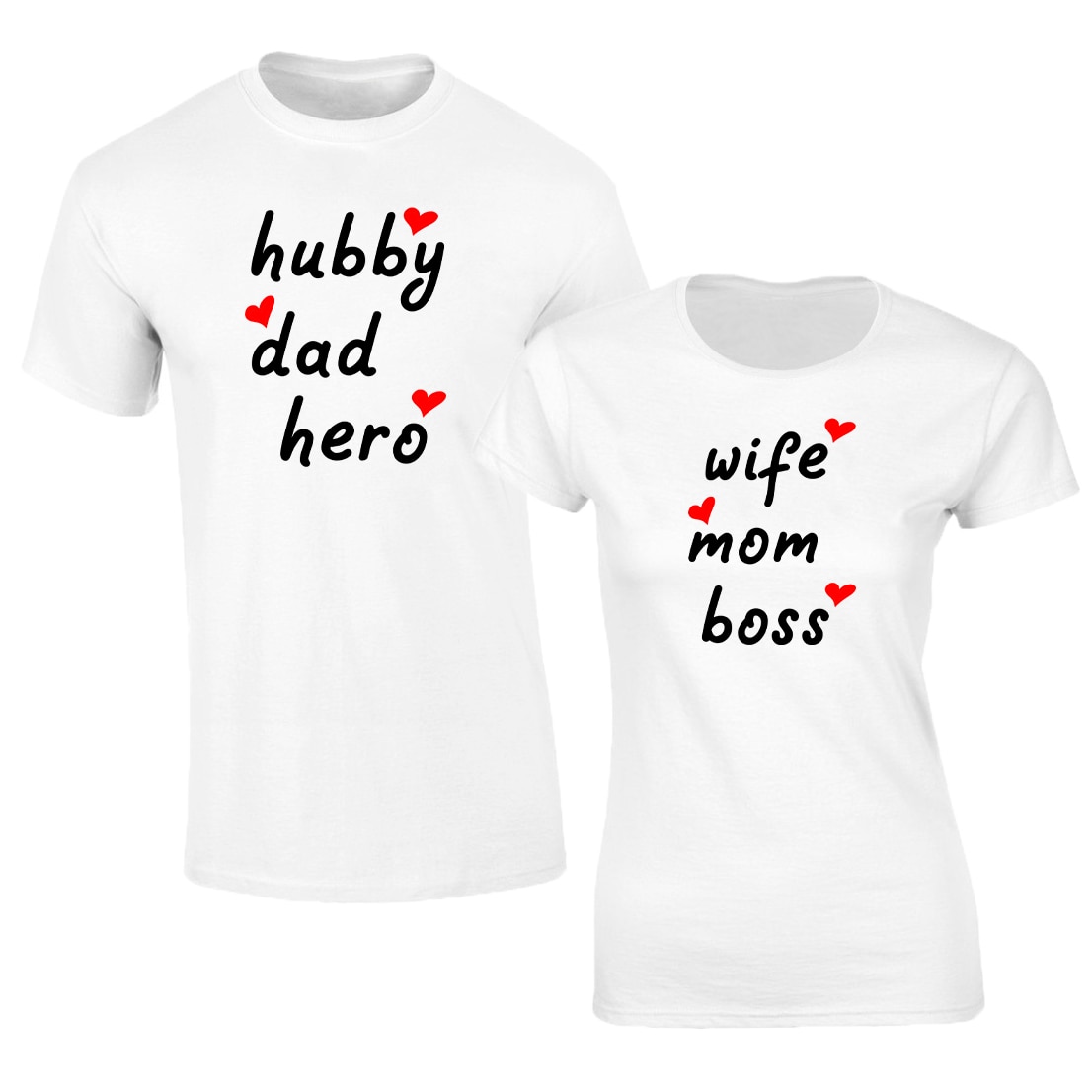Set de tricouri albe Dad Hero/Mom Boss Cod SA613,Marime:XL