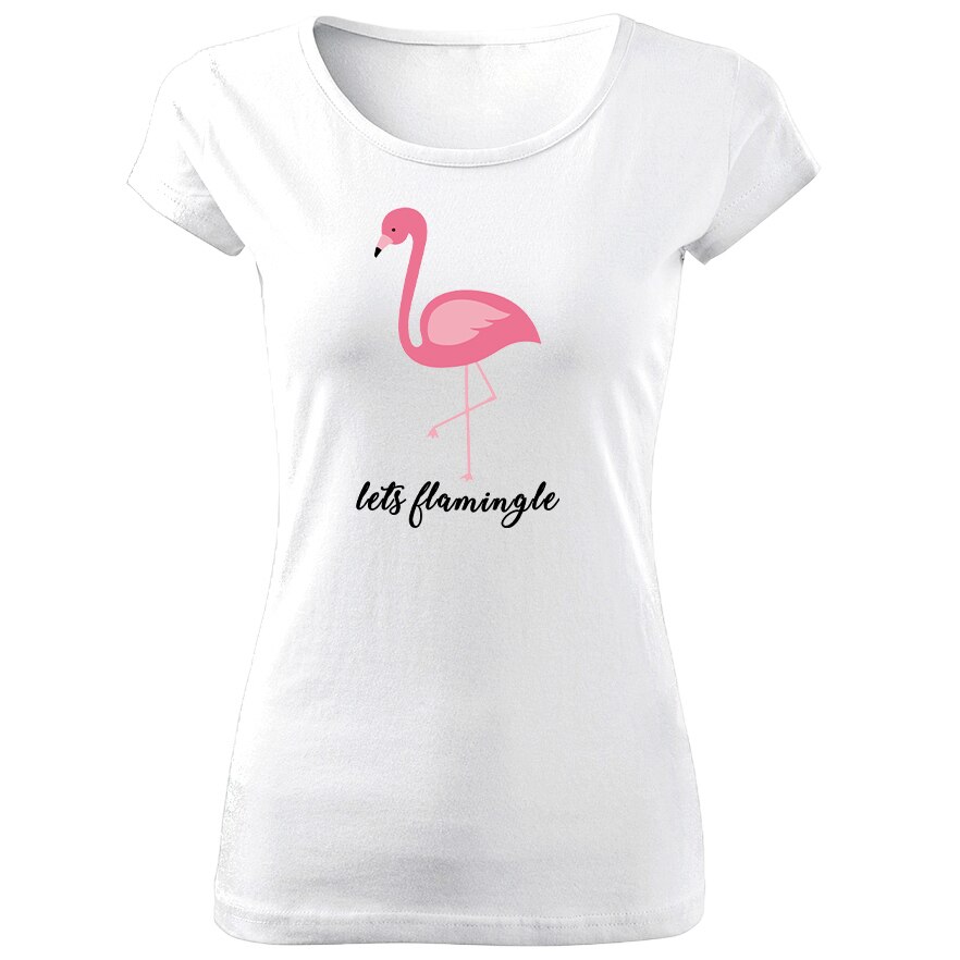 Tricou de dama ALB Lets Flamingle COD TD044,Marime:XL
