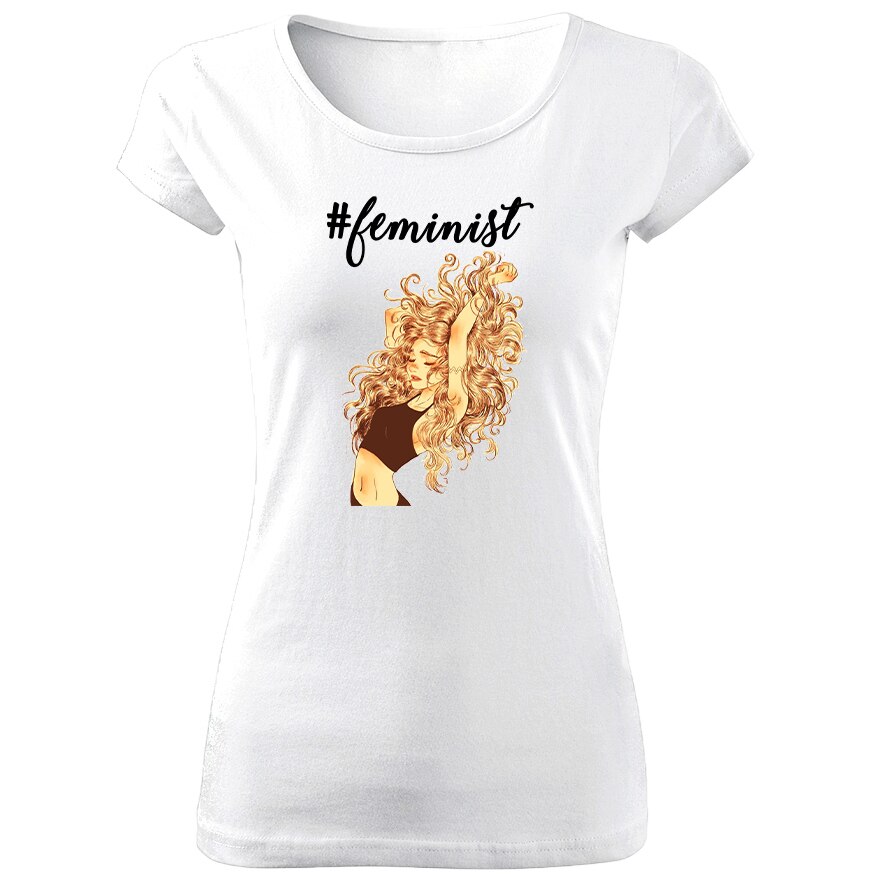 Tricou de dama ALB Feminist COD TD0039,Marime:XL