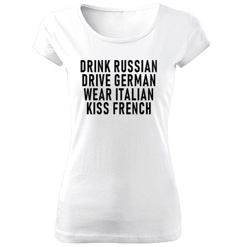 Tricou de dama ALB Drunk Drive COD TD0038,Marime:XL Tricou de dama ALB Drunk Drive COD TD0038,Marime:XL