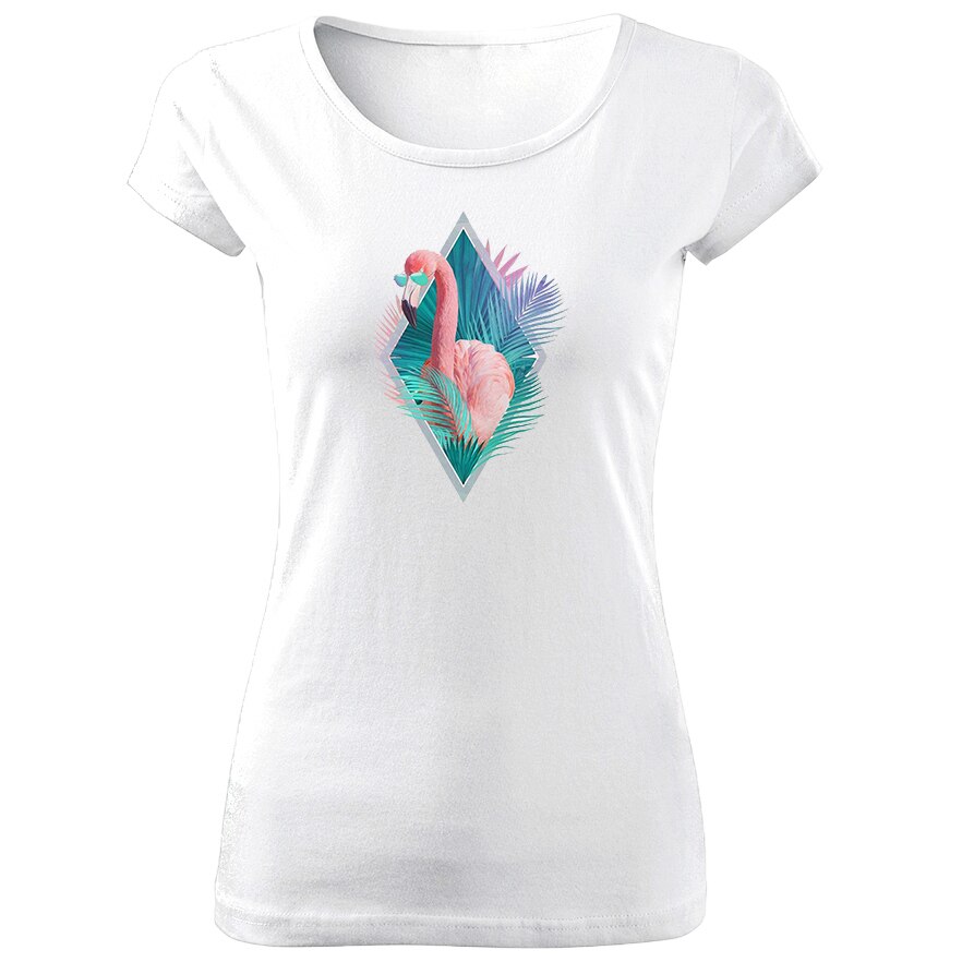 Tricou de dama ALB Flamingoo COD TD053,Marime:XL