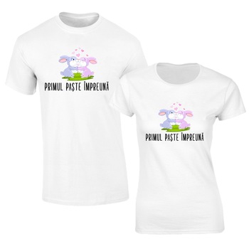 Set de tricouri pentru Cuplu Primul Paste impreuna SA622,Marime:XL Set de tricouri pentru Cuplu Primul Paste impreuna SA622,Marime:XL