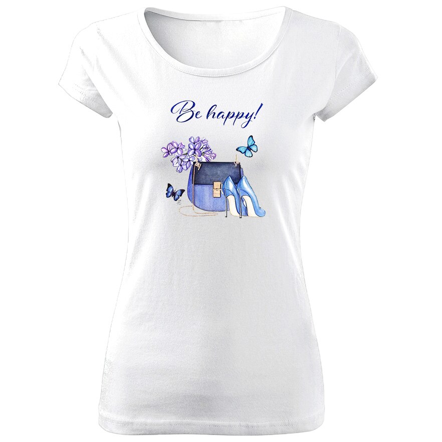 Tricou de dama ALB Be Happy COD TD052,Marime:XL