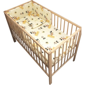 Lenjerie patut bebe cu 4 piese soricelul crem Lenjerie patut bebe cu 4 piese soricelul crem