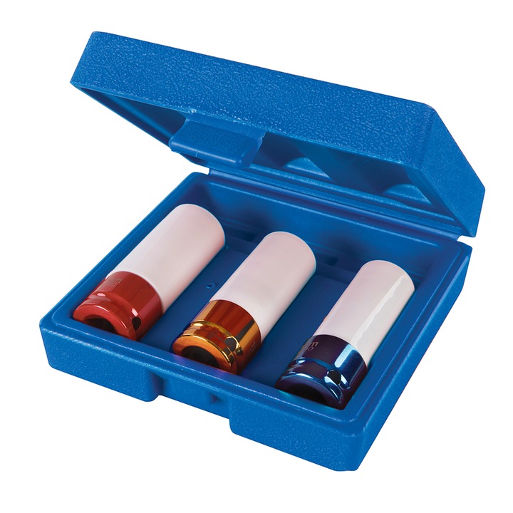 Set 3 tubulare impact, jante aliaj, anti-zgariere, 1/2, 17,19, 21mm, Silverline