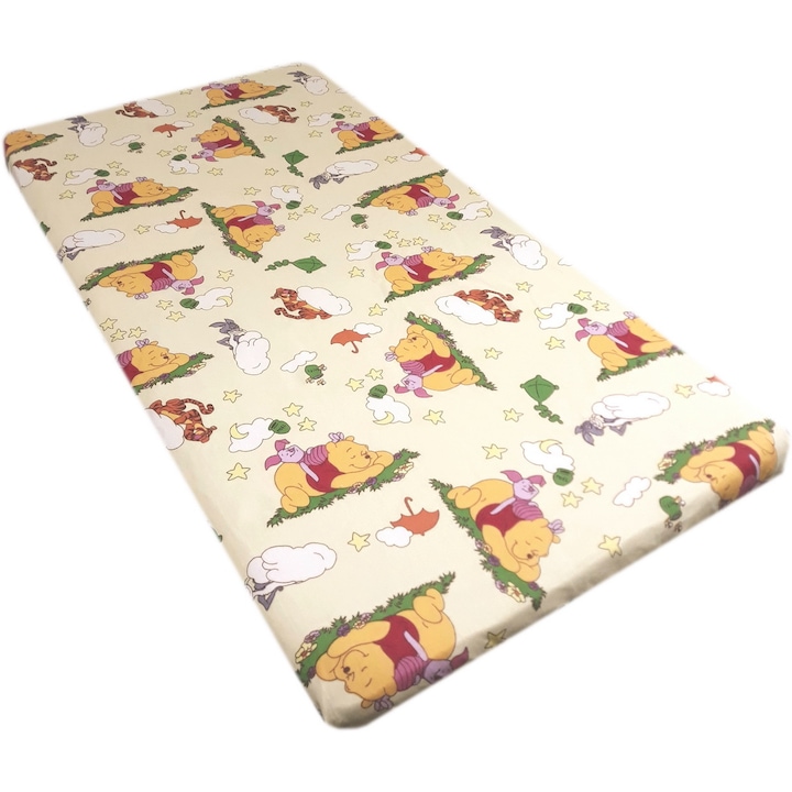 Cearceaf cu elastic 120 x 60 cm ursuletul si amicii crem