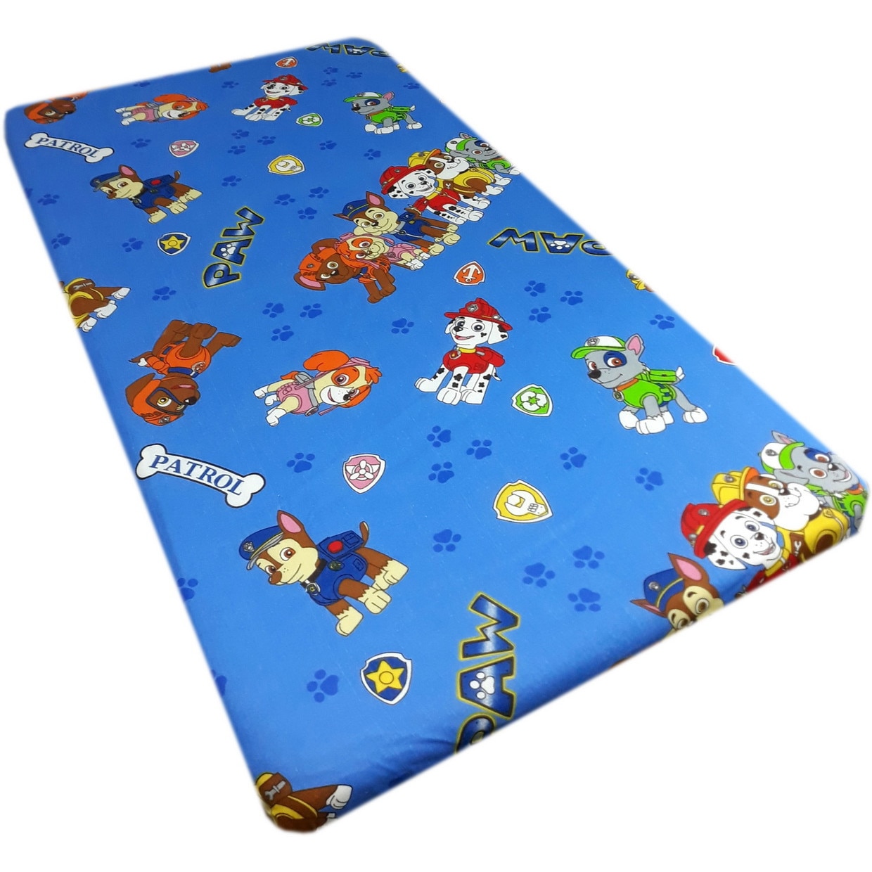 Cearceaf cu elastic 120 x 60 cm catelusii salvatori albastru