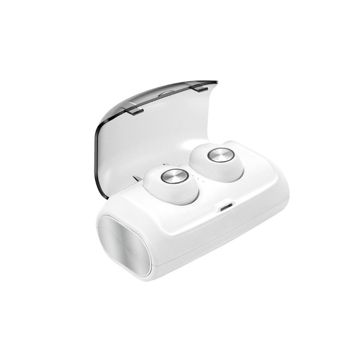 Безжични Bluetooth слушалки Last Impact® V6, Bluetooth 5.0, аудио в ухото, контрол на звука, вграден микрофон, свободни ръце, съвместими с Android и iOS, бели
