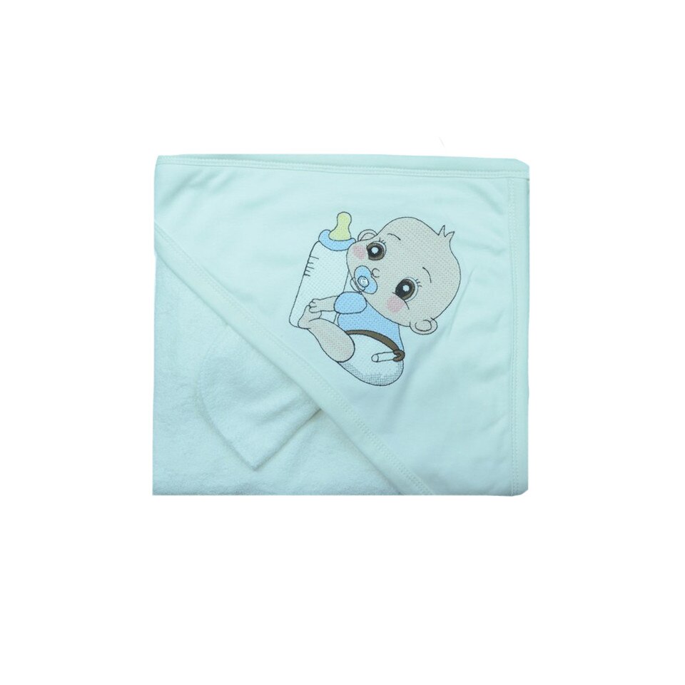 Prosop 85 x 85 cm cu gluga Baby Line PBB04, Alb