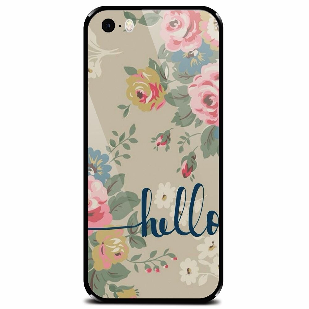Husa din sticla securizata pentru Apple iPhone 5, Cute Flower Phone