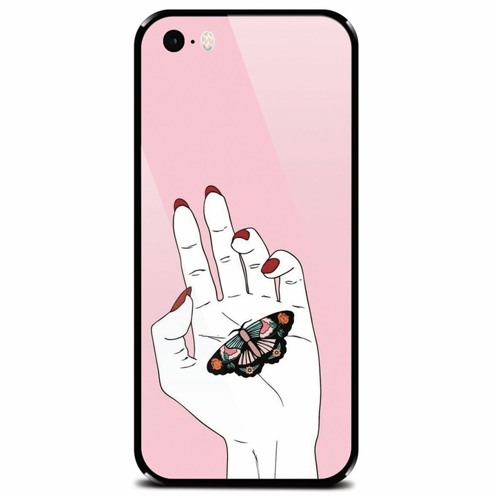 Edzett üvegtok Apple iPhone 5-höz, Butterfly In Hand
